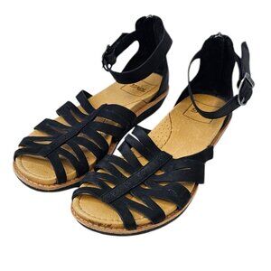 Teva Womens Encanta Sandals Black Leather Size 6 Ankle Strap Outdoor Summer